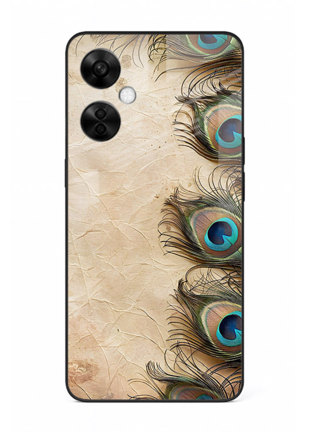 Peacock feather texture colorful pattern OnePlus Nord CE3 Lite glass artistic royal case