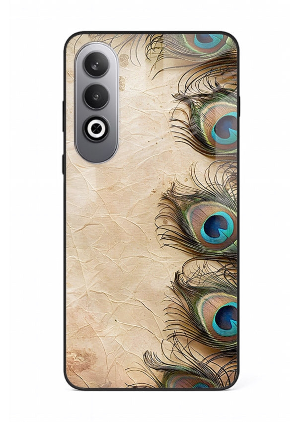 Peacock feather texture colorful pattern OnePlus Nord CE4 glass artistic royal case