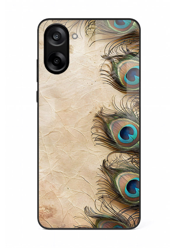 Peacock feather texture colorful pattern OnePlus Nord CE5 glass artistic royal case