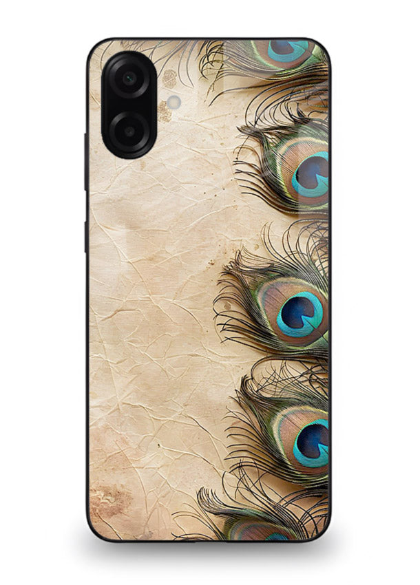 Peacock feather texture colorful pattern Samsung M13 5G glass artistic royal case