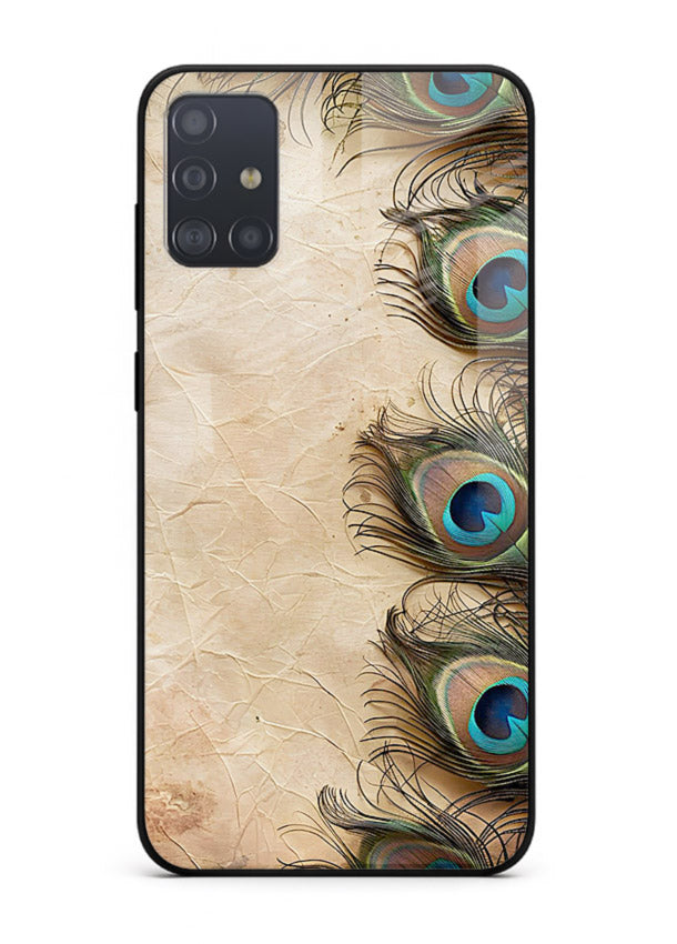 Peacock feather texture colorful pattern Samsung A51 glass artistic royal case