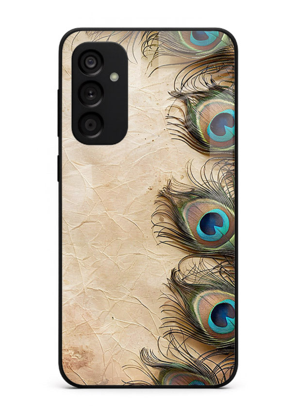 Peacock feather texture colorful pattern Samsung M14 4G glass artistic royal case