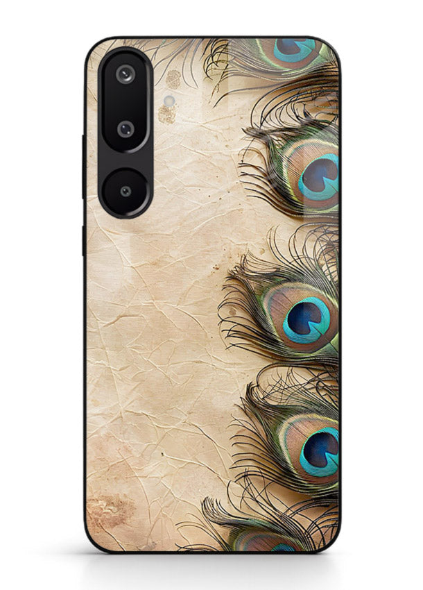 Peacock feather texture colorful pattern Samsung F16 5G glass artistic royal case