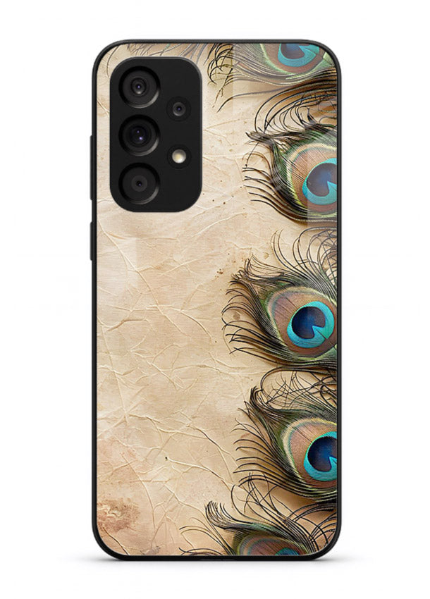 Peacock feather texture colorful pattern Samsung A73 5G glass artistic royal case