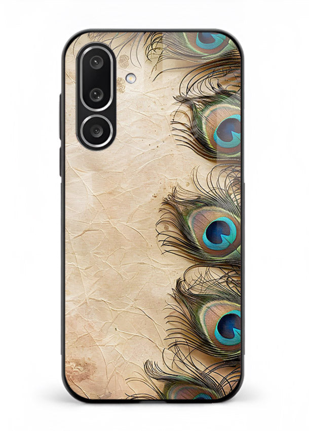 Peacock feather texture colorful pattern Samsung M36 5G glass artistic royal case