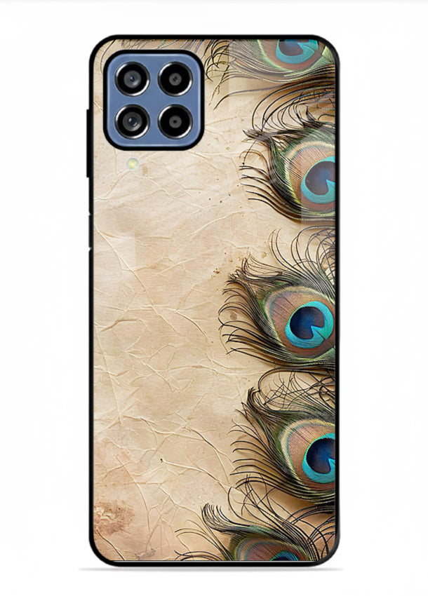 Peacock feather texture colorful pattern Samsung F62 glass artistic royal case
