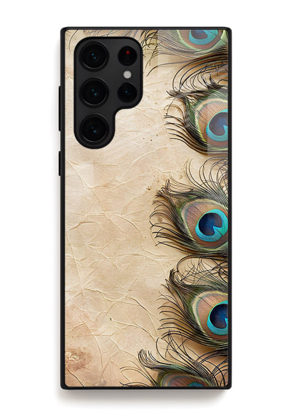 Peacock feather texture colorful pattern Samsung S25 Ultra glass artistic royal case
