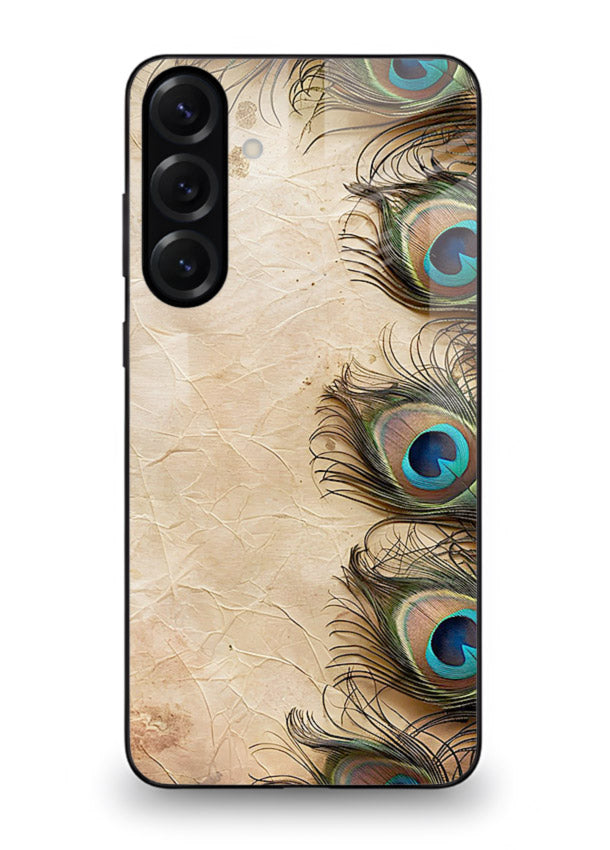 Peacock feather texture colorful pattern Samsung A25 5G glass artistic royal case