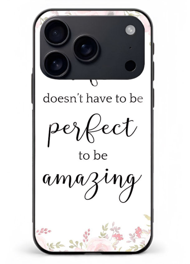 Floral typography artwork printed on iphone 18 pro max glass back cover with warm tones.