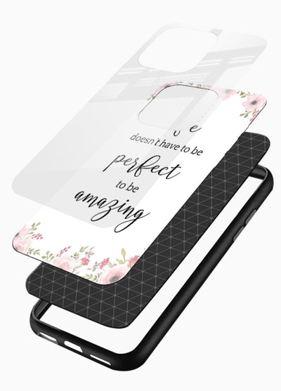 Floral typography artwork printed on glossy vibrant premium glass back cover with warm tones. - Angle Layers