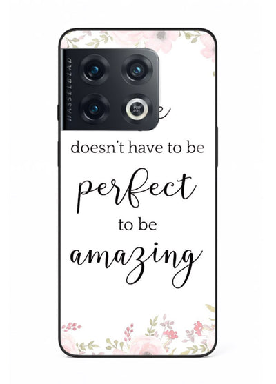 Floral typography artwork printed on OnePlus 10 Pro glass back cover with warm tones.