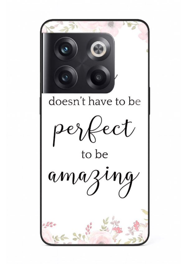 Floral typography artwork printed on OnePlus 10T glass back cover with warm tones.