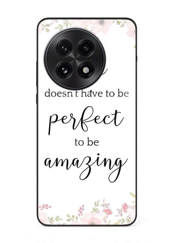 Floral typography artwork printed on OnePlus 13 glass back cover with warm tones.