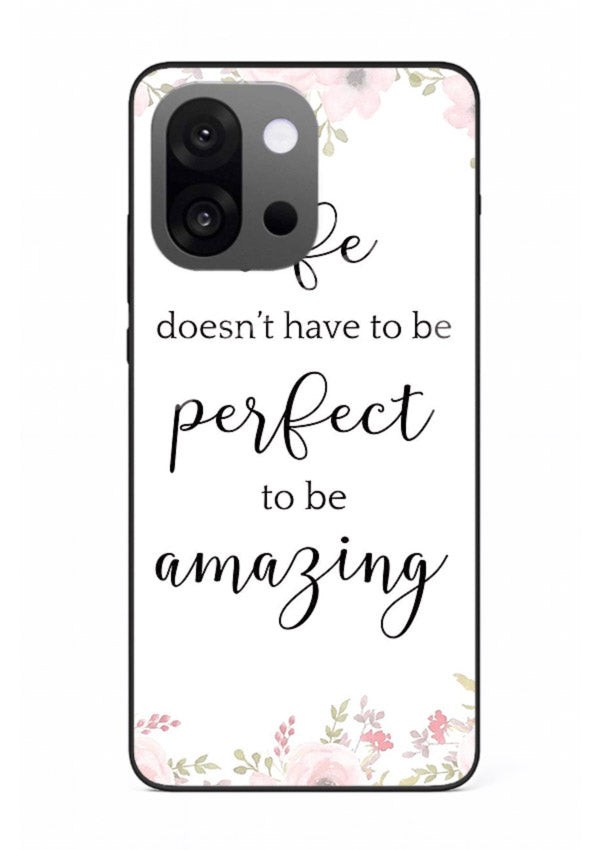 Floral typography artwork printed on OnePlus 13s glass back cover with warm tones.