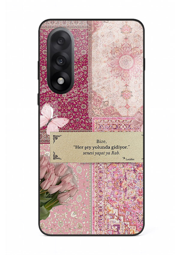 Pink floral patchwork artwork printed on premium tempered glass OnePlus Nord 5 back cover