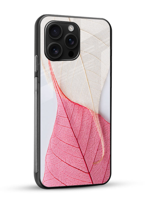 Pink Botanical Leaf glass back cover with textured leaf close-up design - 2