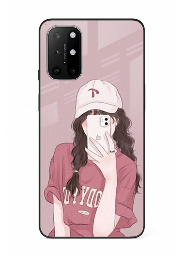 Pink Cap Girl street-style portrait OnePlus 8T glass back cover