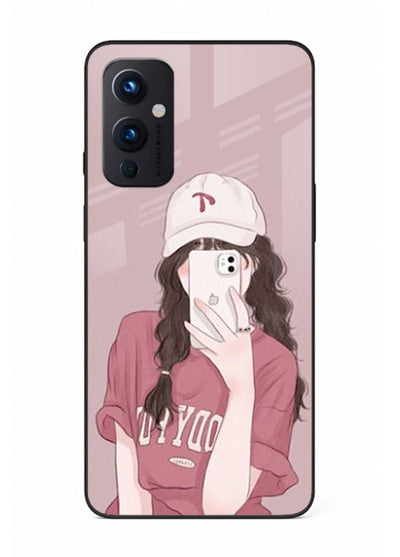 Pink Cap Girl street-style portrait OnePlus 9 Pro glass back cover