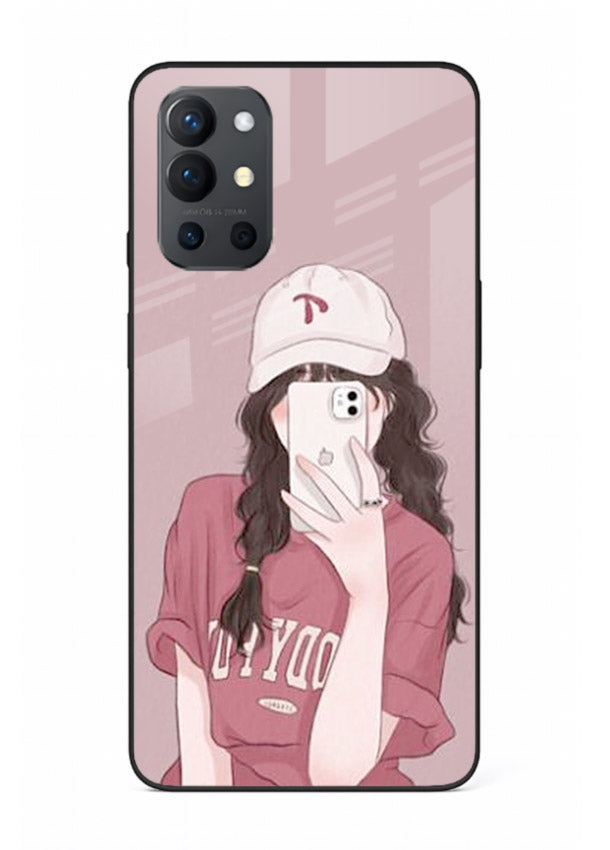 Pink Cap Girl street-style portrait OnePlus 9R glass back cover