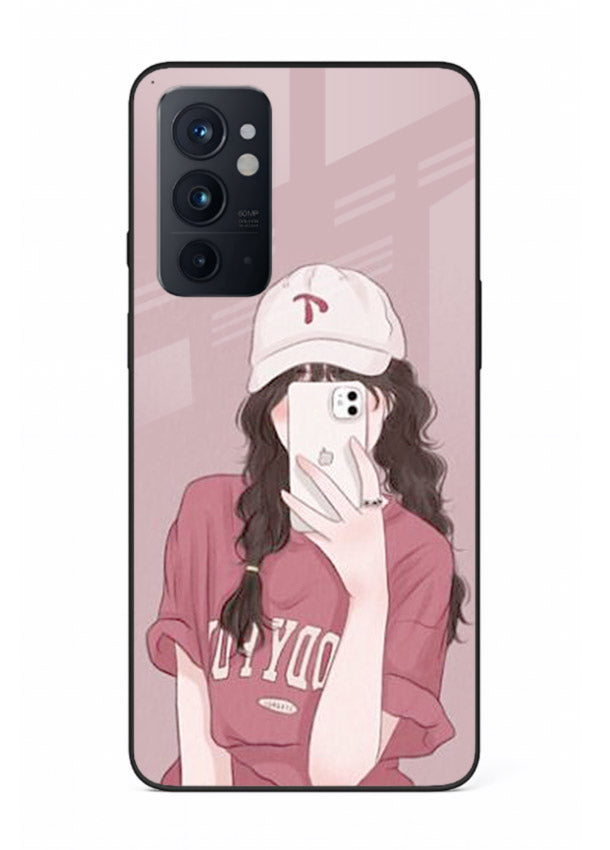 Pink Cap Girl street-style portrait OnePlus 9RT glass back cover