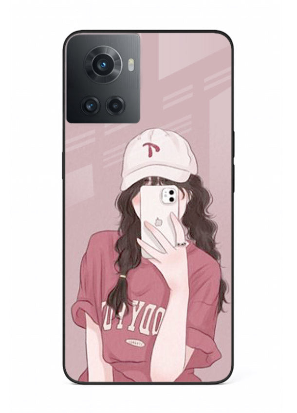 Pink Cap Girl street-style portrait OnePlus 10R glass back cover