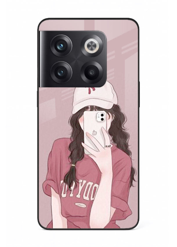 Pink Cap Girl street-style portrait OnePlus 10T glass back cover