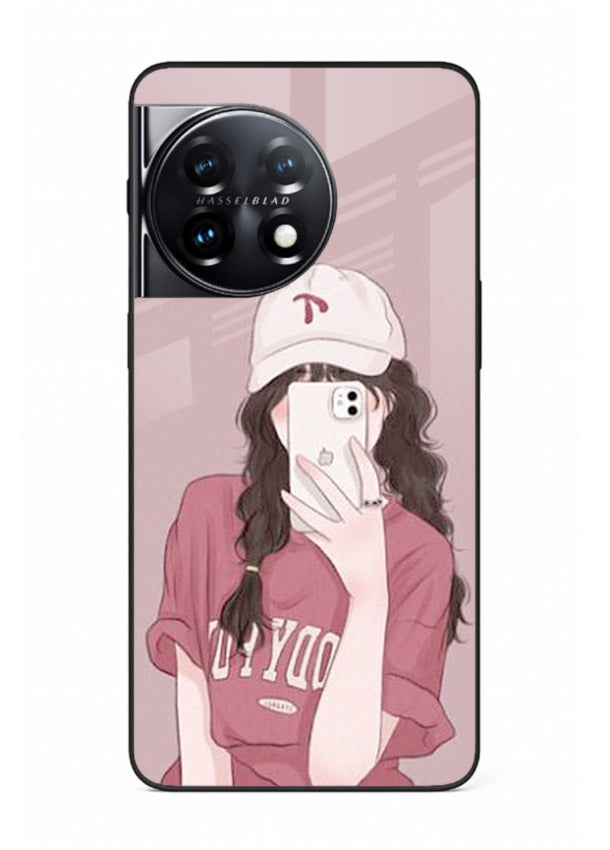 Pink Cap Girl street-style portrait OnePlus 11 glass back cover