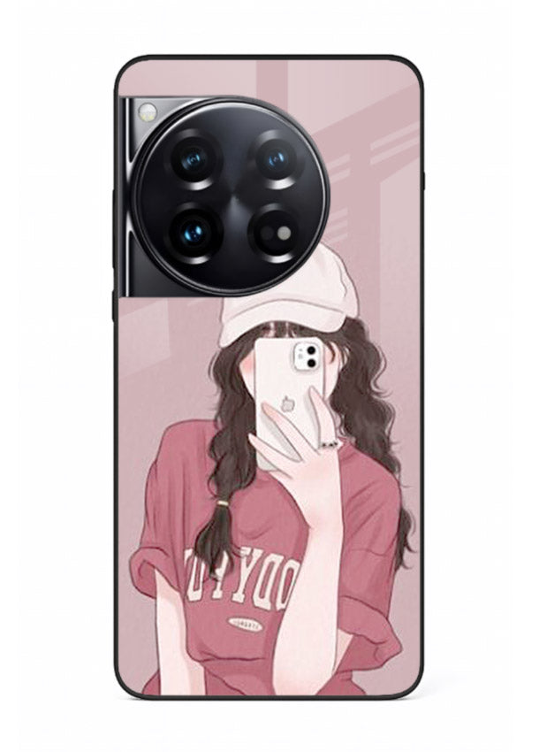 Pink Cap Girl street-style portrait OnePlus 12 glass back cover