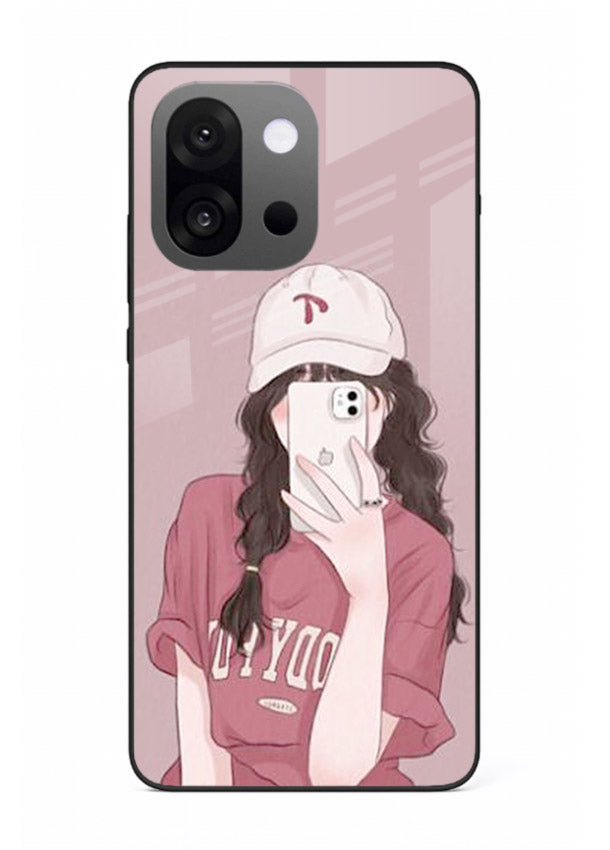 Pink Cap Girl street-style portrait OnePlus 13s glass back cover