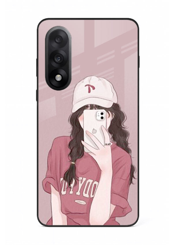 Pink Cap Girl street-style portrait OnePlus Nord 5 glass back cover
