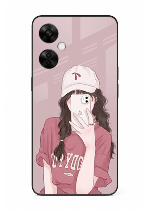 Pink Cap Girl street-style portrait OnePlus Nord CE3 Lite glass back cover