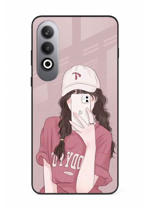 Pink Cap Girl street-style portrait OnePlus Nord CE4 glass back cover