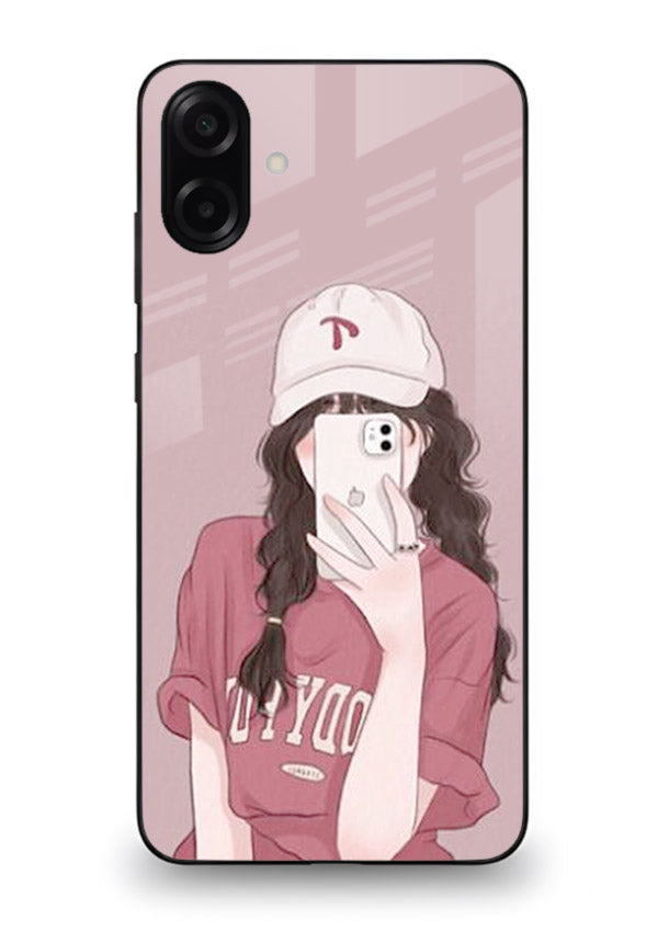 Pink Cap Girl street-style portrait Samsung A07 4G glass back cover