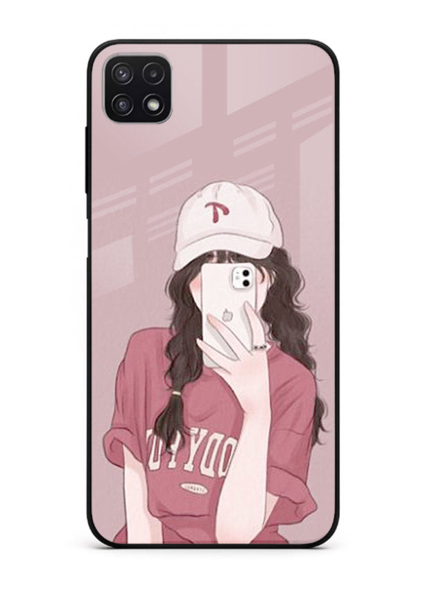 Pink Cap Girl street-style portrait Samsung A22 5G glass back cover