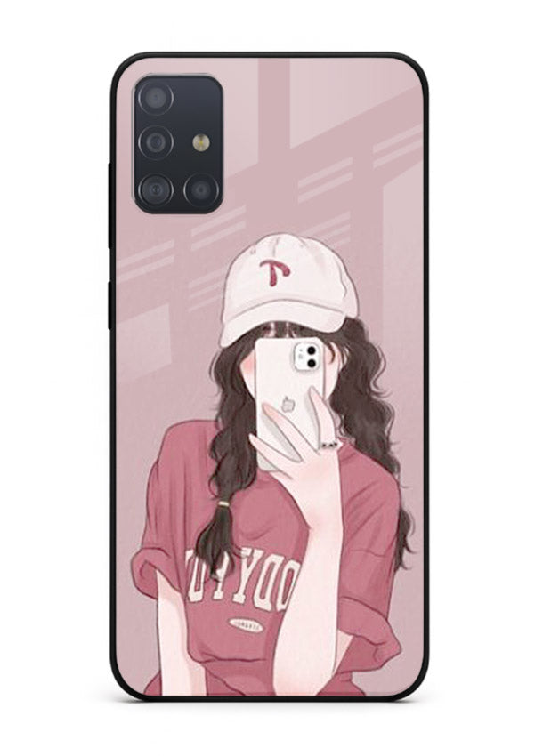 Pink Cap Girl street-style portrait Samsung A51 glass back cover