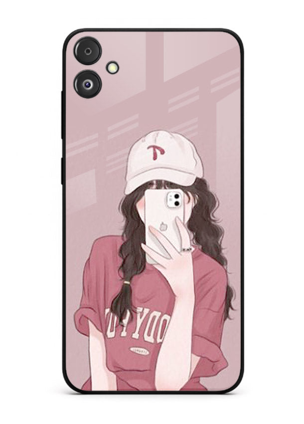 Pink Cap Girl street-style portrait Samsung F04 5G glass back cover