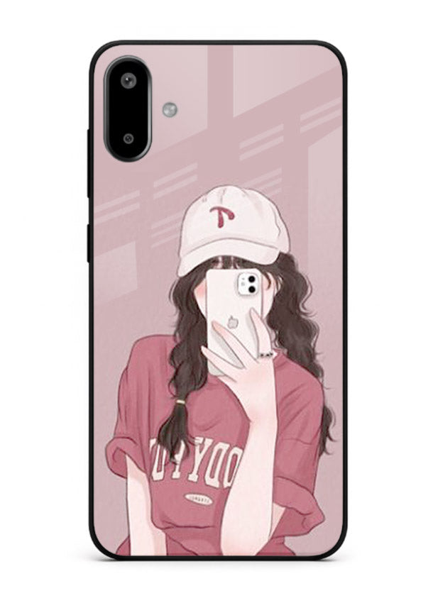 Pink Cap Girl street-style portrait Samsung F06 5G glass back cover