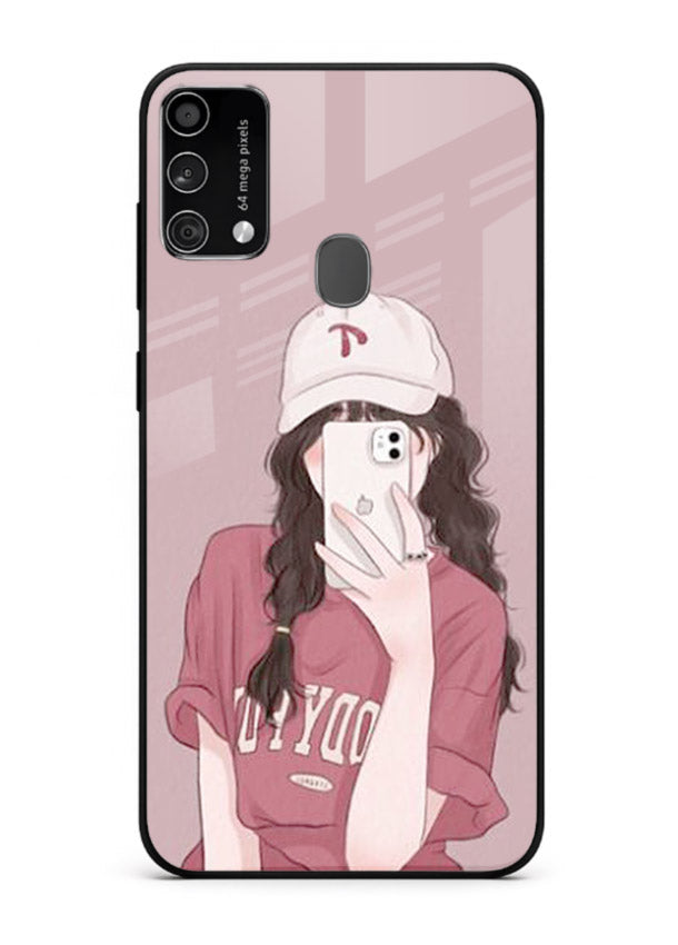 Pink Cap Girl street-style portrait Samsung F41 glass back cover
