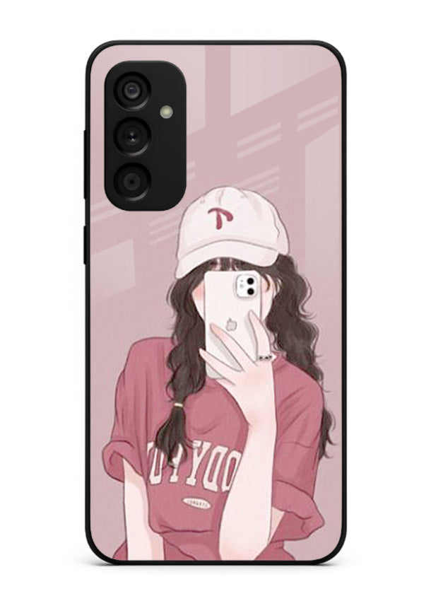 Pink Cap Girl street-style portrait Samsung A04s 5G glass back cover