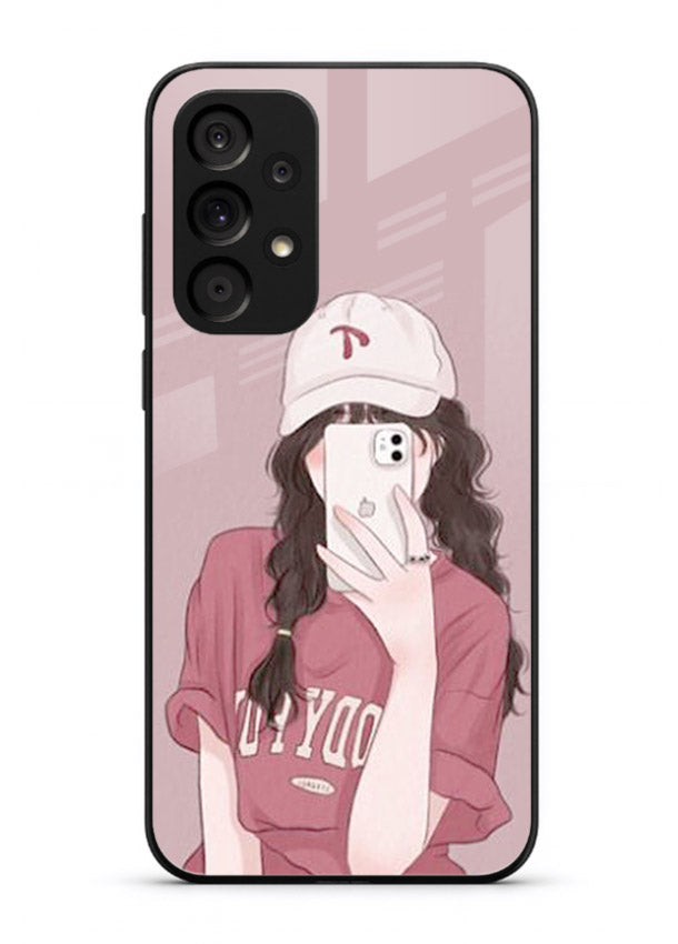 Pink Cap Girl street-style portrait Samsung M32 5G glass back cover
