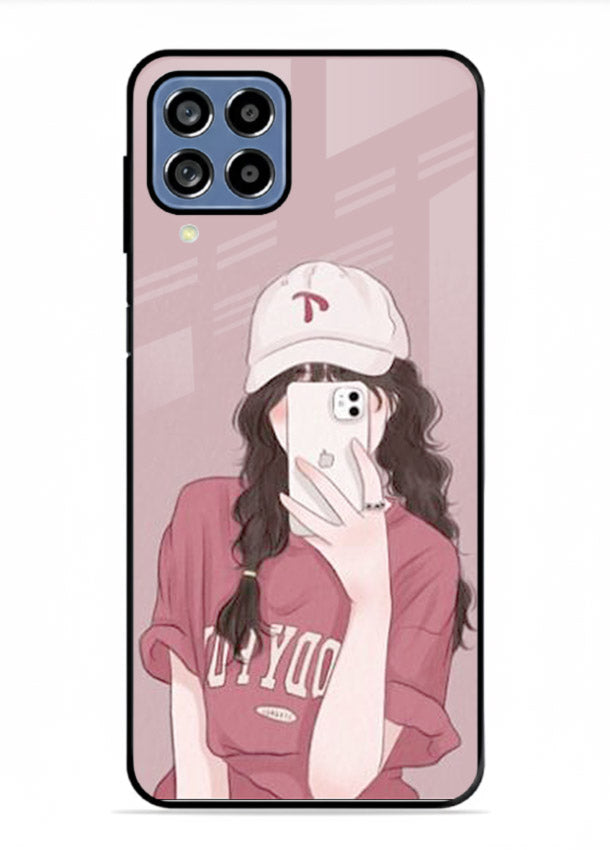 Pink Cap Girl street-style portrait Samsung F62 glass back cover