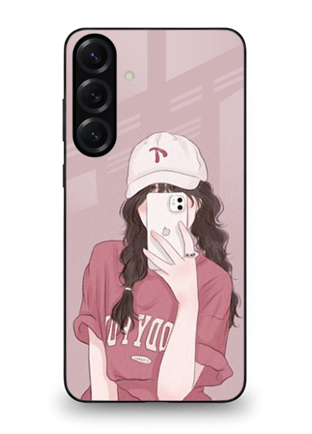 Pink Cap Girl street-style portrait Samsung A55 5G glass back cover