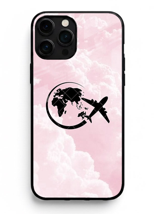 Pink Clouds Airplane dreamy cloud artwork iphone 16 pro max glass back cover