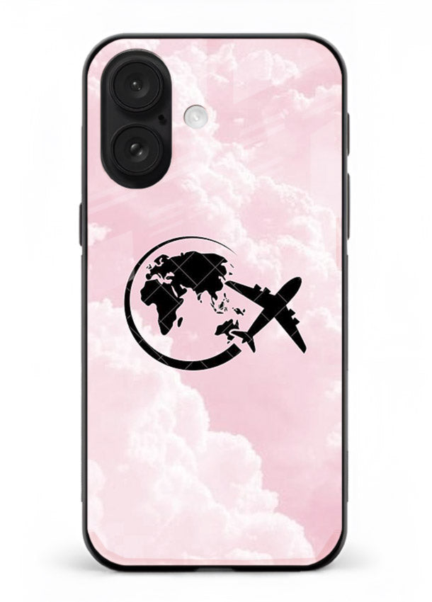 Pink Clouds Airplane dreamy cloud artwork iphone 17 glass back cover