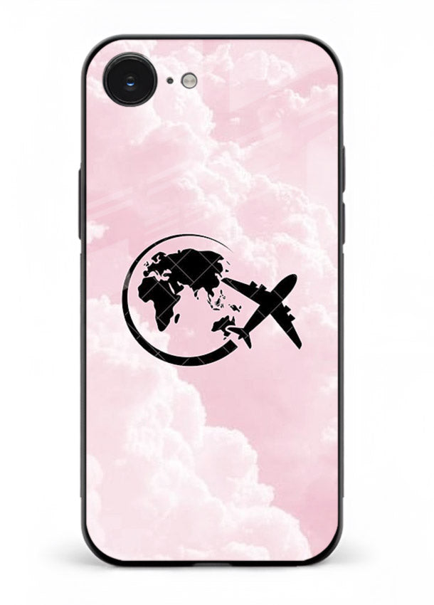 Pink Clouds Airplane dreamy cloud artwork iphone 16e glass back cover