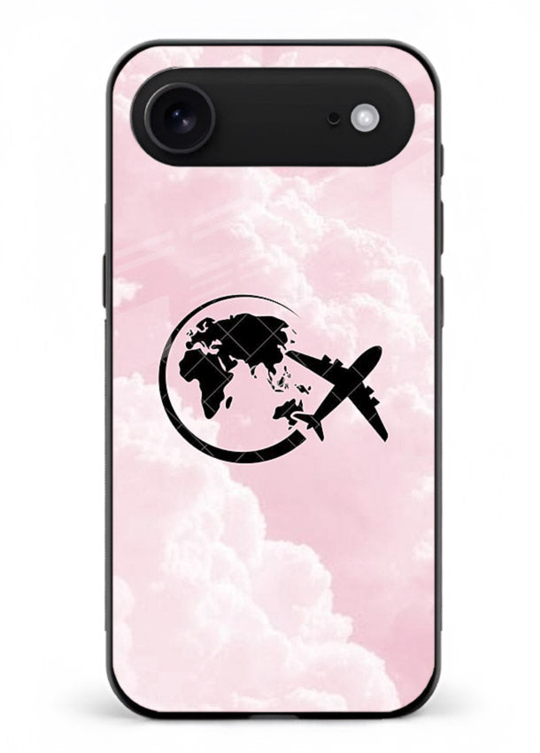 Pink Clouds Airplane dreamy cloud artwork iphone 18 air glass back cover