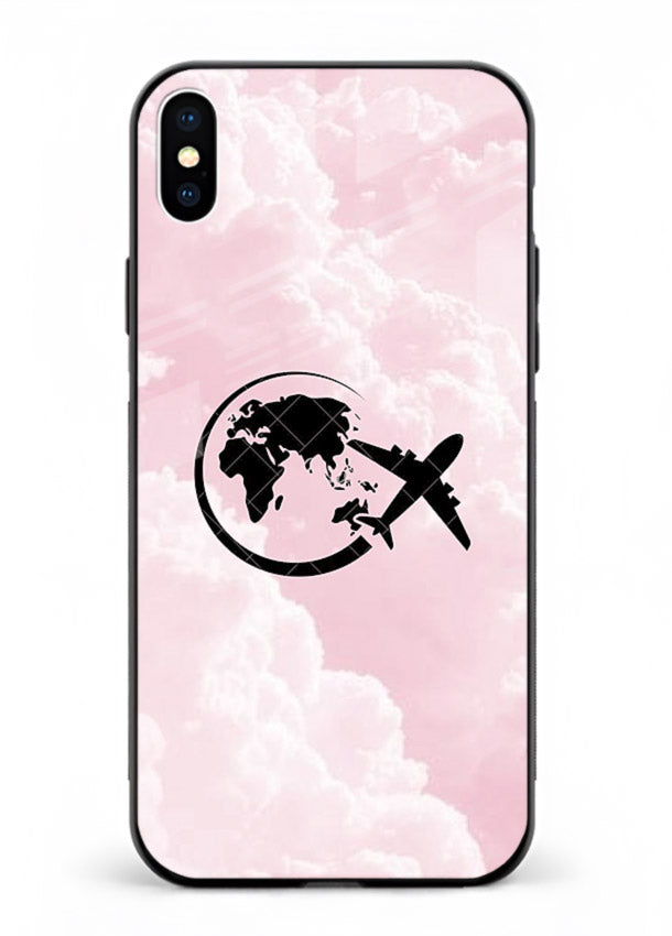 Pink Clouds Airplane dreamy cloud artwork iphone xs max glass back cover