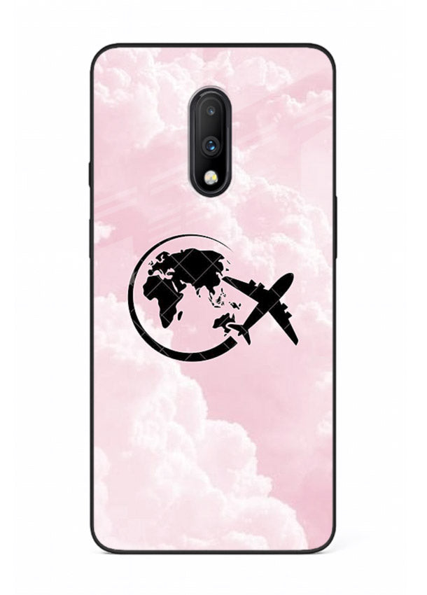 Pink Clouds Airplane dreamy cloud artwork OnePlus 7 glass back cover