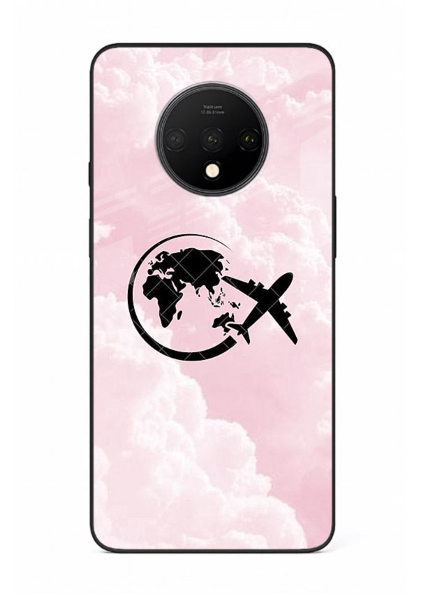 Pink Clouds Airplane dreamy cloud artwork OnePlus 7T glass back cover