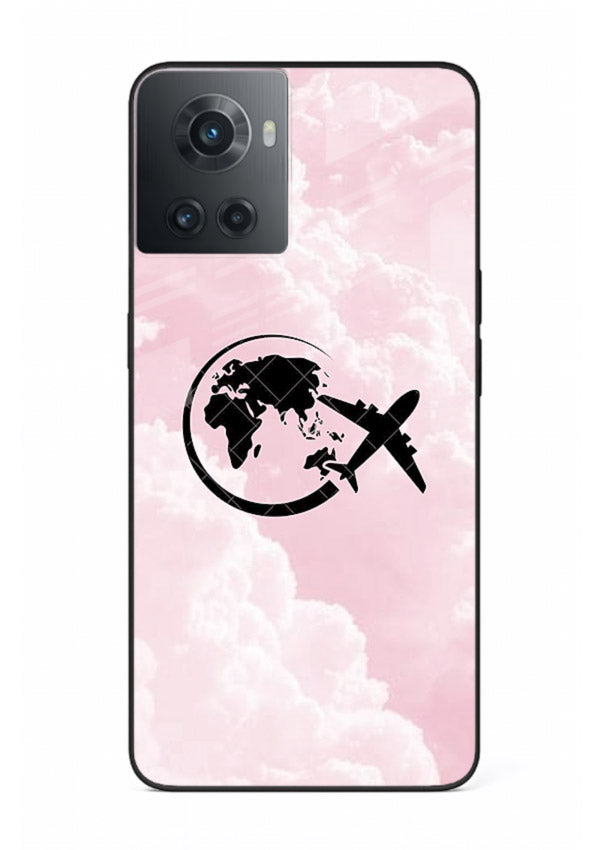 Pink Clouds Airplane dreamy cloud artwork OnePlus 10R glass back cover